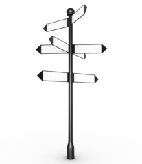 Direction sign with empty arrows isolated on white background