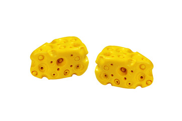 two cheese model from japanese clay on white background