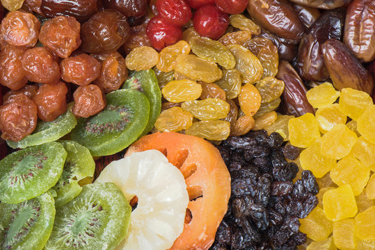 Group of dried fruits for healthy