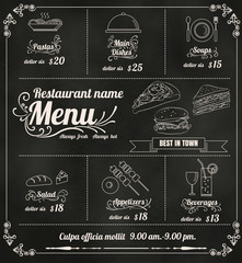 Restaurant Food Menu Design with Chalkboard Background vector fo - 84880560