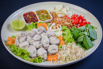 Fresh Oyster Salad,fresh oyster - served with of chili, garlic a