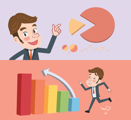 Drawing flat character design jump-up concept