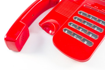 red telephone isolated on white background 