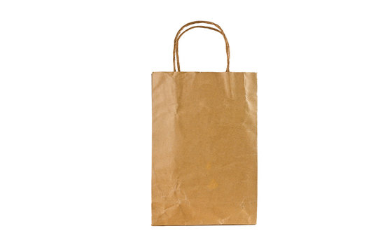 brown paper bag isolated on white background 