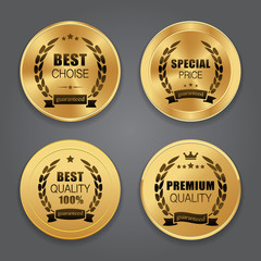 Golden metal badges