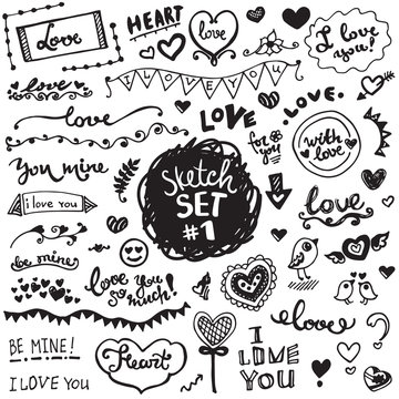 Hand-drawn set of vector elements