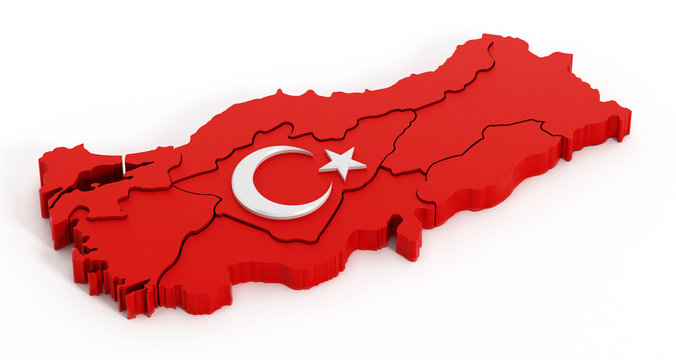 Turkey map and flag