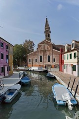 Burano waterstreet - canale with boats, Burano, Italy