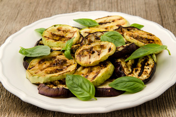 Summer vegetables grilled zucchini eggplant basil