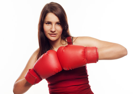 Pretty woman with boxing gloves