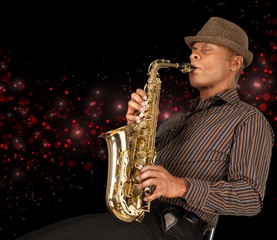 Obraz na płótnie Canvas Jazz, Saxophone, African Descent.