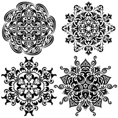 Set of pattern tattoo. Mandala in black