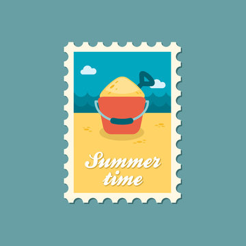 Sand Bucket and Shovel flat stamp, summertime