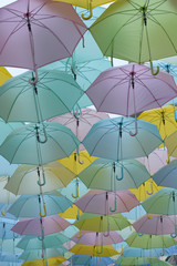 Umbrellas hanging above