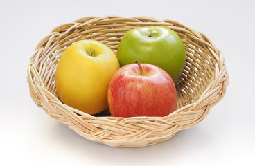 Apples in basket white background