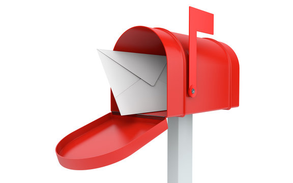 Incoming mail. mailbox with letter isolated