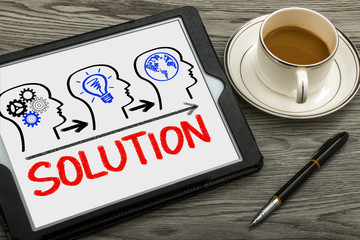 solution concept hand drawn on tablet pc