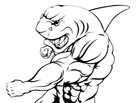 Shark mascot fighting