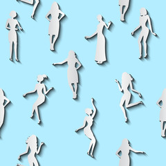 Seamless pattern with female silhouettes
