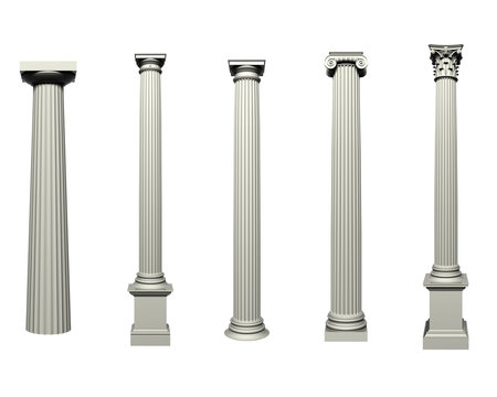 Set of Doric, Ionic and Corinthian Columns