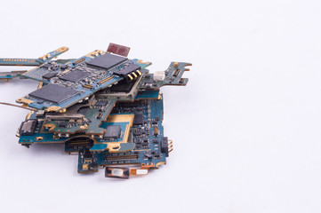 Broken phone parts isolated