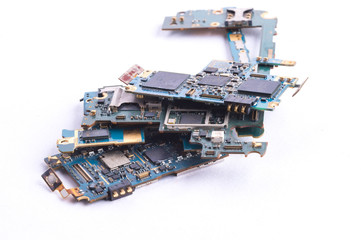 Broken phone parts isolated