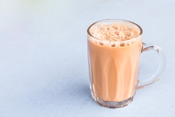Milk tea or popularly known as teh tarik in Malaysia.