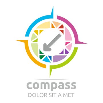 Logo compass arrow circle icon absract