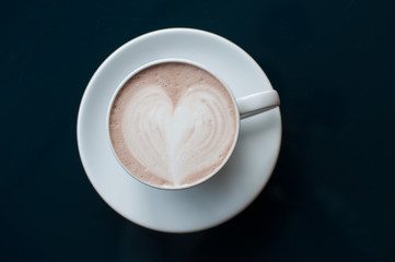 Hot chocolate with heart shape foam