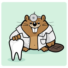Cartoon beaver dentist. Vector illustration