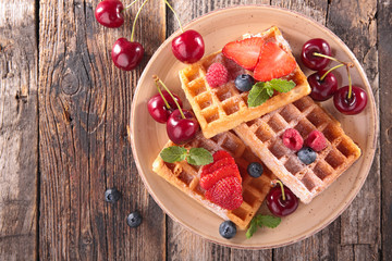 waffles and berry fruit