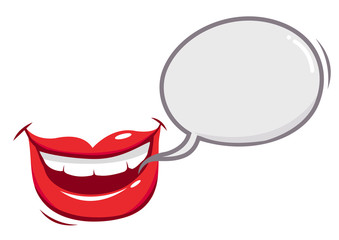Talking mouth with speech balloon. Vector illustration