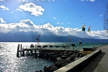 Promenade in Vevey am Genfer See