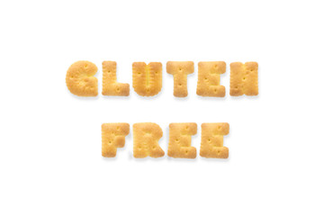 The Letter Word GLUTEN FREE. Alphabet  Cookie Biscuits