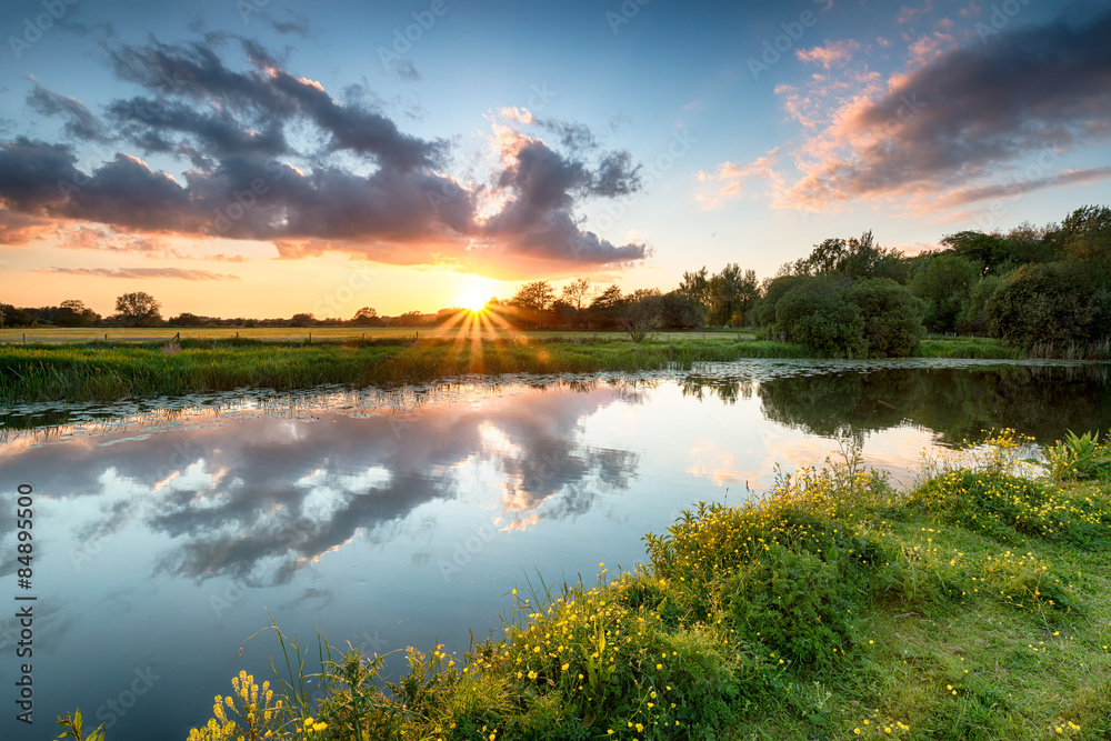 Wall mural Sunset over the River Stour