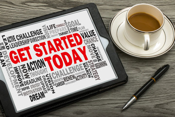 get started today concept with related word cloud