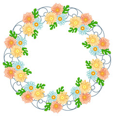 Beautiful frame with multicolored flowers