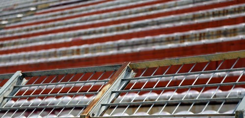 Obraz premium net protection of a soccer stadium before the sporting event