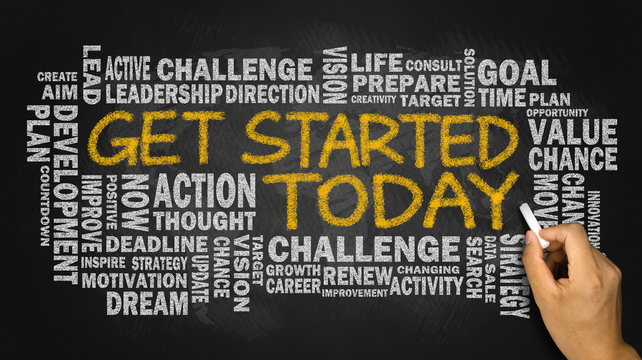 get started today concept with related word cloud