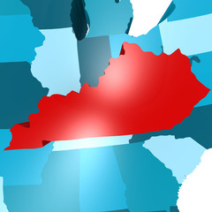 Fototapeta premium Kentucky map on blue USA map