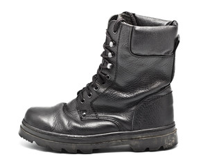 Black Leather Army Boot