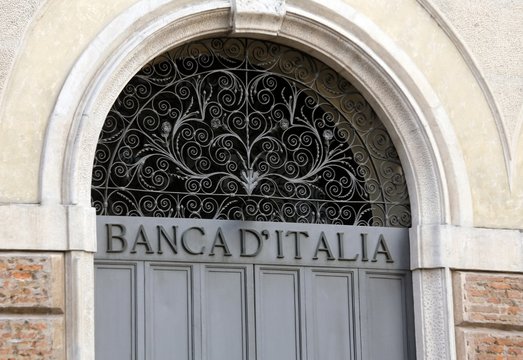 Written Italy Bank in the gate