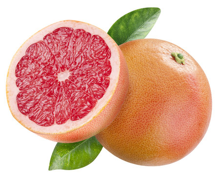 Ripe grapefruit and the half of grapefruit.