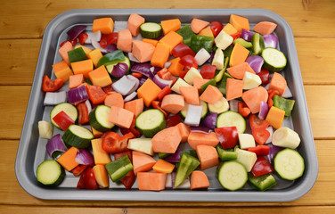 Chopped raw vegetables - suitable for roasting