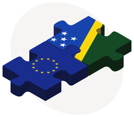 European Union and Solomon Islands Flags
