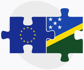 European Union and Solomon Islands Flags