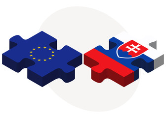 European Union and Slovakia Flags