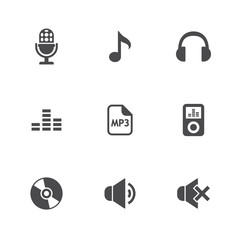 Music icons set. Vector illustration