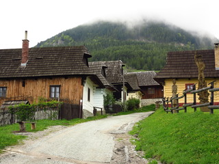 Fototapeta na wymiar Traditional wooden house in village Vlkolinec,Slovakia