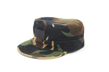 camouflage pattern cap on white background